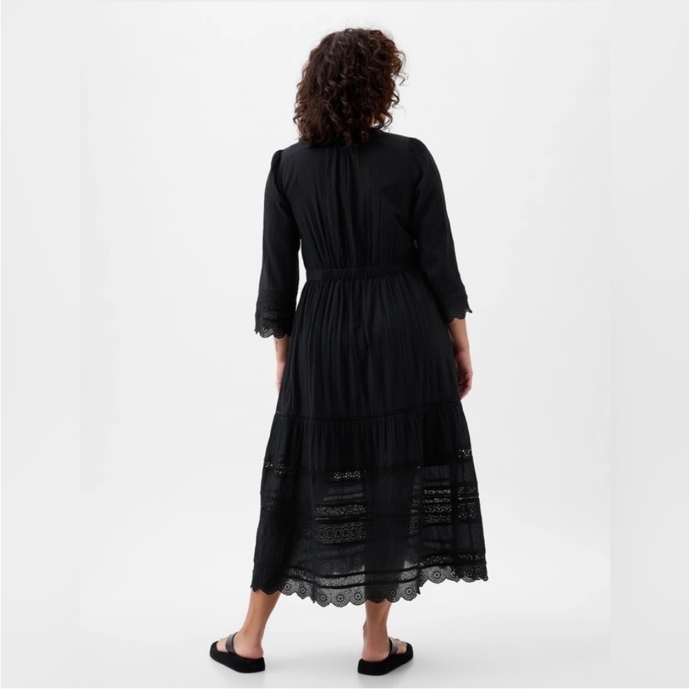 AS IS! Gap Women’s Black Textured Crinkle Lace Midi Dress - Size MEDIUM ✂️ - Picture 5 of 6
